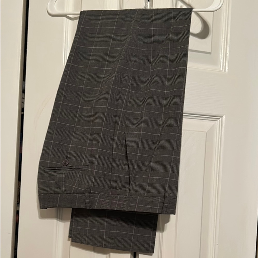 Calvin Klein Gray Plaid Trousers
